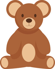 Adorable brown teddy bear sitting down, perfect for designs related to childhood, toys, and playfulness