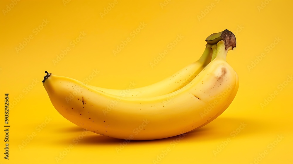 Canvas Prints Two Yellow Bananas on a Yellow Background