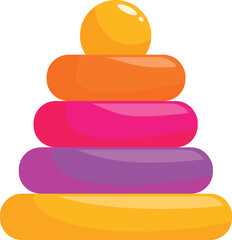 Colorful plastic stacking toy with rings of different sizes and a ball on top