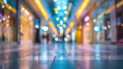 Fototapeta premium Abstract blurred shopping mall hall as background , ai