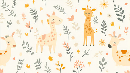 fondo de patron de dibujos animados de animales infantiles fondo tierno y decorativo papel tapiz para decoracion para niños