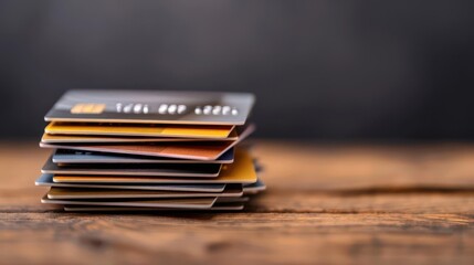 Stack of credit cards with high interest rates, symbolizing consumer debt
