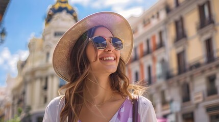 Young woman sightseeing in an urban outdoor environment