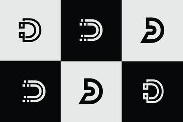 Set of creative letter C technology logo design, Initial letter c abstract logo design set icon symbol vector