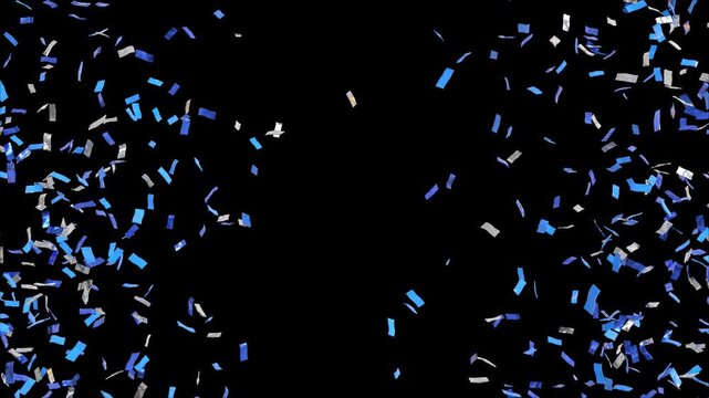 blue confetti explosion on white background for gender reveal - 3D rendering - 4k - 60 fps