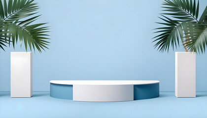 White blue podium sale promo discount leafs background 10