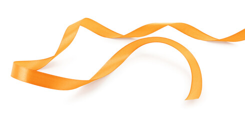 One beautiful orange ribbon isolated on white