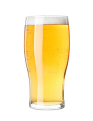 Glass of light beer isolated on white