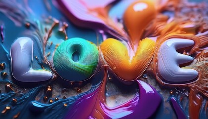 Obraz premium Vibrant Abstract Art Featuring Bold Love Text