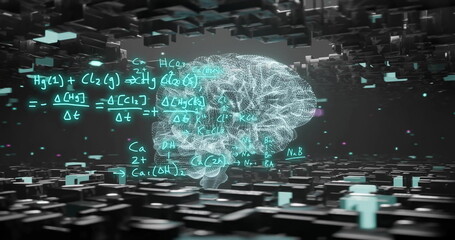 Image of scientific data processing over human brain