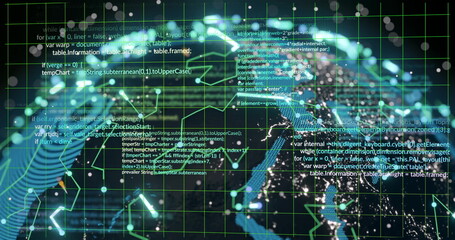 Image of digital data processing over globe