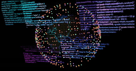 Image of digital data processing over globe