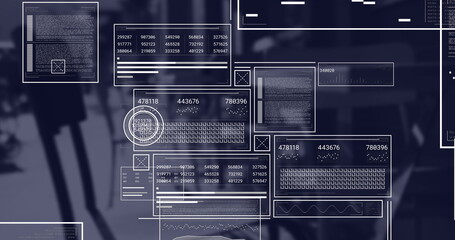Image of financial data processing over desk in office