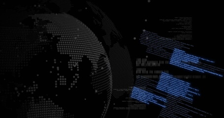 Image of digital data processing over black background