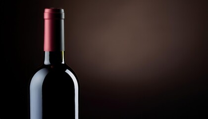 Elegant Red Wine Bottle Against Dark Background