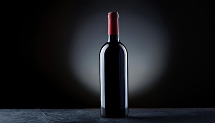 Elegant Red Wine Bottle Against Dark Background