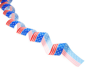 Fototapeta premium Ribbon with American flag pattern isolated on white