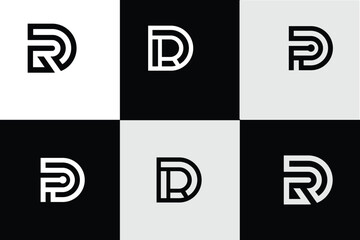 Set of creative letter R technology logo design, Initial letter c abstract logo design set icon symbol vector