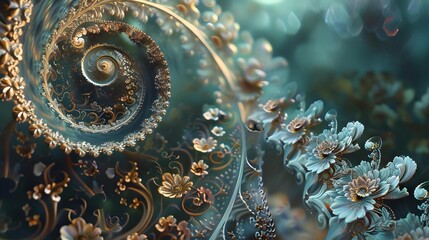 Intricate fractal design with spirals and flow