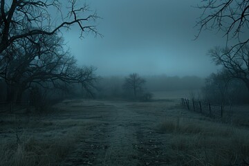 Moody Overcast Thicket View Dense, Dark, and Introspective Landscape Photography, Exploring the Shadows of Nature