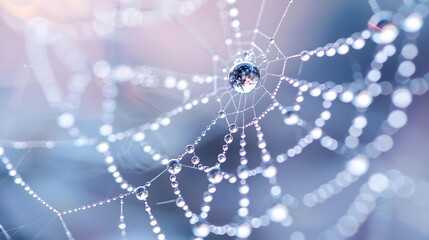 Macro photograph of a dewdrop-covered spider
