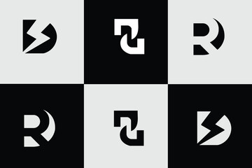 Set of abstract initial letter d logo design modern creative concept for company