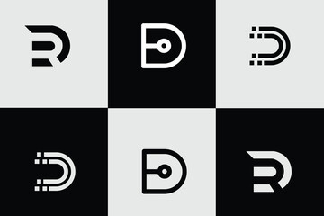 letter d abstract line logo design, CD logo monogram initials letter concept, 