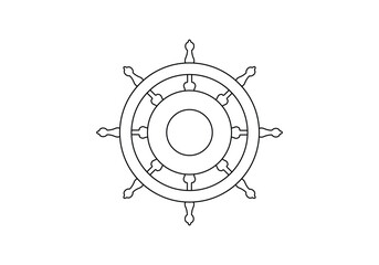 Boat wheel icon line art vector illustration. Pro vector