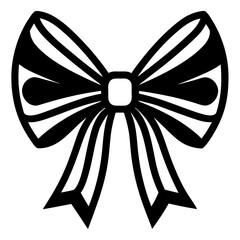 Christmas bow silhouette vector, bow ribbon icon
