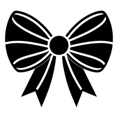 Christmas bow silhouette vector, bow ribbon icon
