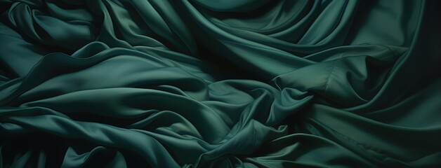 Luxurious Green Fabric: An Ocean of Silky Waves Captured in Stunning Detail