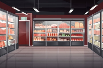 Supermarket Refrigerator Interior Background