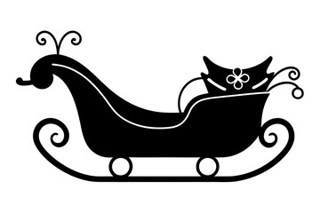 
Santa Claus sleigh icon. Christmas sleigh silhouette. Winter holiday sleigh
