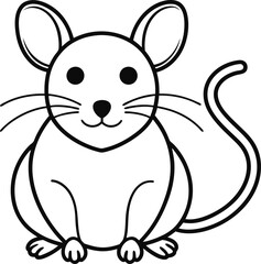 A Line Art black and white Rat