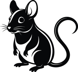 A silhouette black and white rat