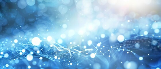 Abstract Blue Background with Network and Bokeh Effects