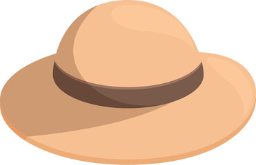 Beige hat with brown ribbon designed for summer and protecting from sun