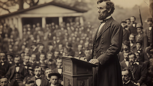 Abraham Lincoln Delivering the Gettysburg Address at Cemetery Dedication