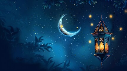 Fototapeta premium Islamic background with colorful lantern light, Ramadan background, Eid background