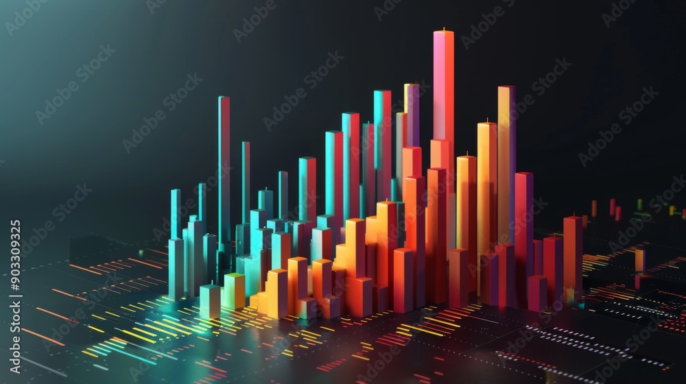 Poster 3d column chart with labels and axis, showing a clear data comparison.
