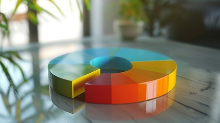 3D donut chart presenting the proportion of revenue generated from various business units.