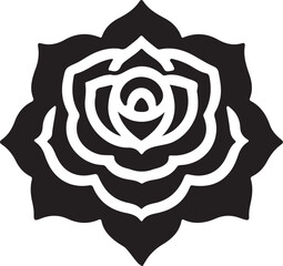 Rose flower icon. Silhouette vector art.