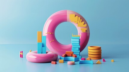 3D donut chart presenting the proportion of revenue generated from various business units.