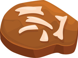 Chocolate cookie decorated for halloween party, imitating a piece of meat with bones, funny and creative dessert for kids and adults