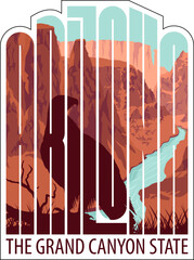 Arizona vector t-shirt design with with eagle in Grand Canyon	