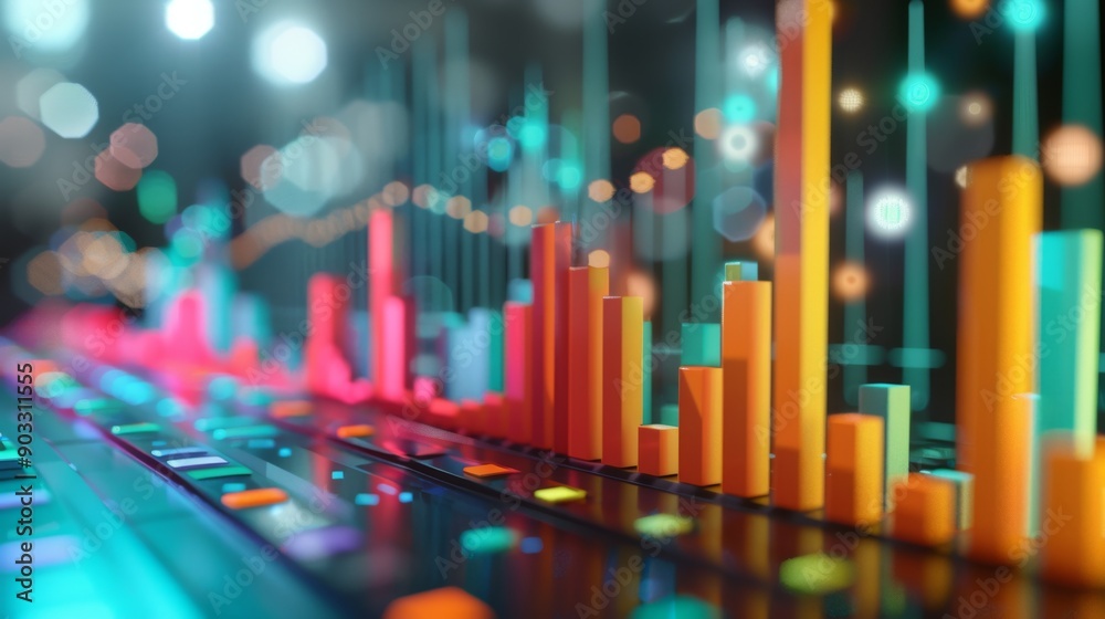 Poster 3D waterfall chart showing the impact of various factors on net profit.