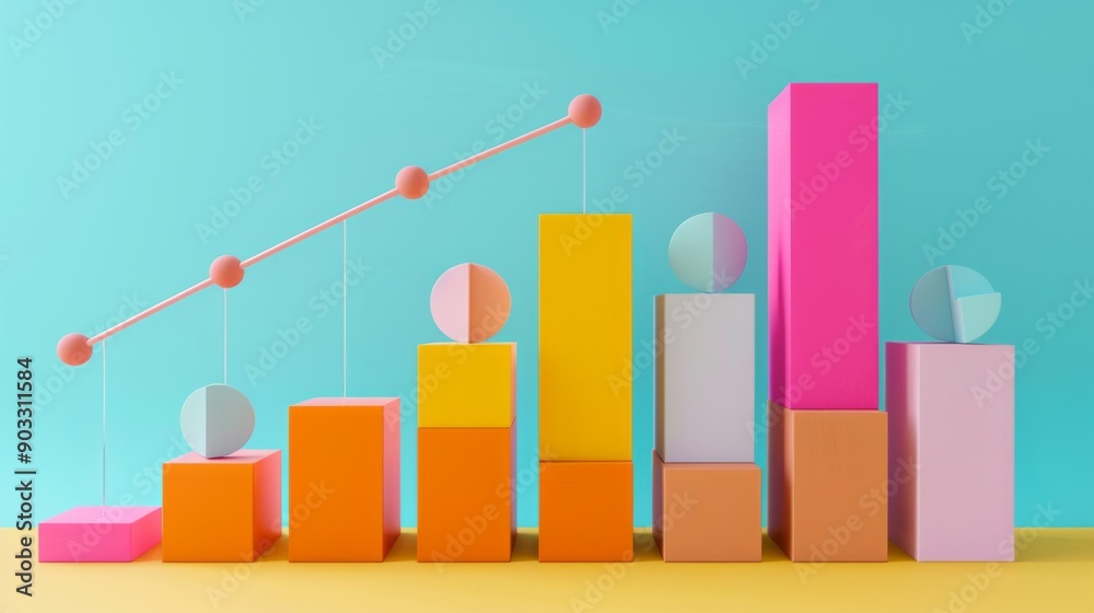 Aufkleber 3D waterfall chart showing the impact of various factors on net profit.