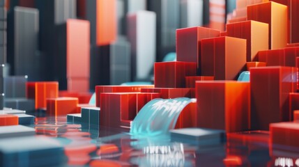 3D waterfall chart showing the impact of various factors on net profit.