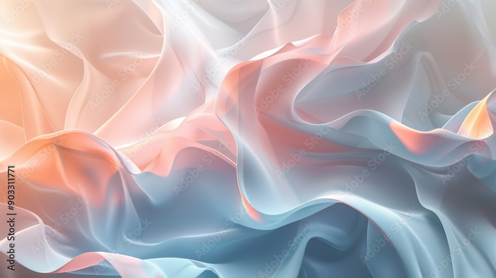 Poster a 3d abstract background of overlapping translucent layers with soft lighting.