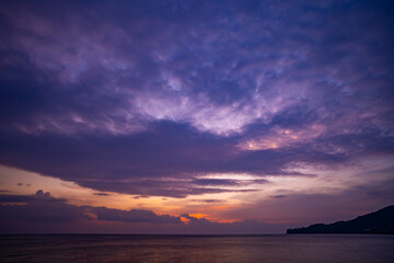 Nature landscape beautiful Light Sunset or sunrise over sea,Colorful clouds dramatic sky...